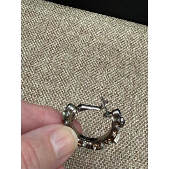 Sorrelli Crystal Hoop Earrings โ Blue & Iridescent Stones โ As Is - Picture 6 of 9